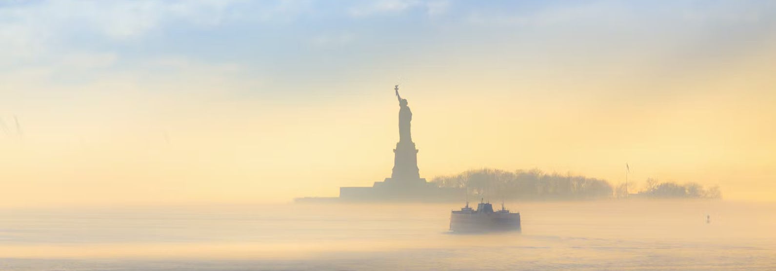 Cruises from New York alongside the statue of liberty